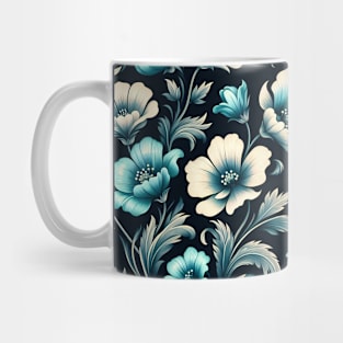 Sky Blue Floral Illustration Mug